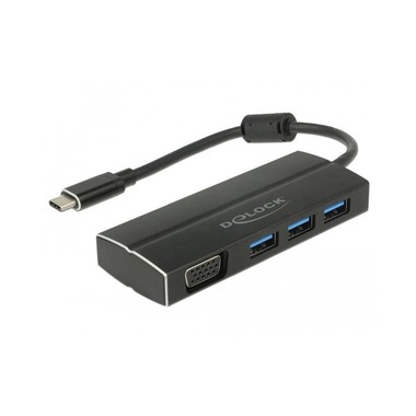 Delock Dockingstation USB 3.1 Typ-C Gen1 - 3x Typ-A + 1x VGA