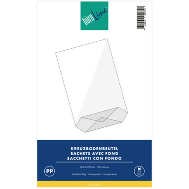BÜROLINE Kreuzboden Beutel 160×270mm 423005 transparent 10 Stück