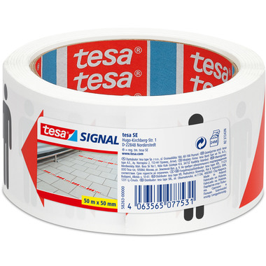 TESA Social Distancing Tape 58263-00000 rouge, blanc, noir 50mmx50m