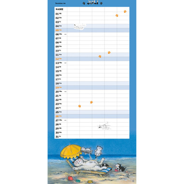 HEYE Planificateur Kater Jacob 2026 1598+26 1M/1P AL 5 colonnes 21x45cm