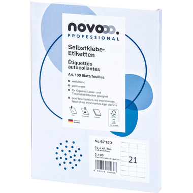 NOVOOO Etiquette 70x41mm 67150 blanc 2100 pièces