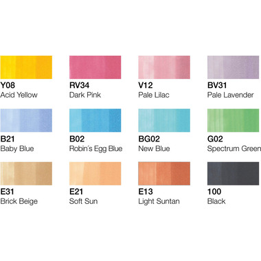 COPIC Marker Classic 20075704 Pastell-Farben, 12 Stück