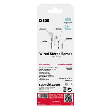 Écouteurs stéréo avec câble plat et microphone