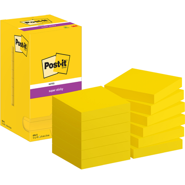 POST-IT Notes Super Sticky 76x76mm 654-S gelb 12x90 Blatt