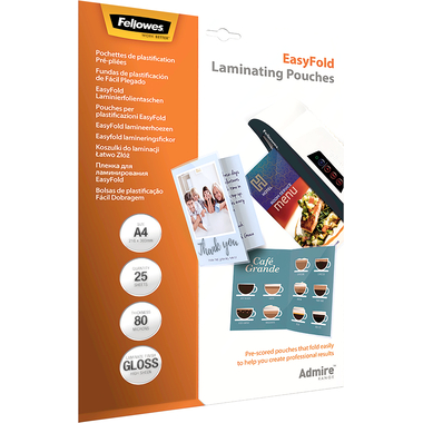 FELLOWES Laminiertasche A4 5601901 glanz, 80my 25 Stk.