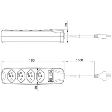 FURBER.power power strip 4x T13 with switch