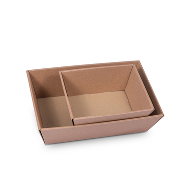 Rechteckiger Geschenkkorb mit offener Welle in Natur 330x190x100mm