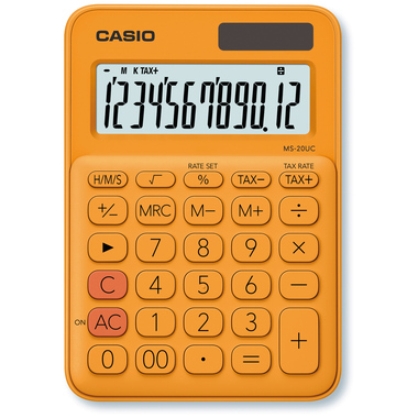 CASIO Calculatrice Mini MS-20UC-RG-S 12 chiffres orange