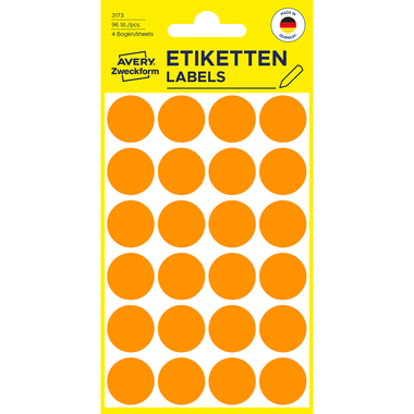 AVERY ZWECKFORM Markierungspunkte 18mm 3173 orange 96 Stück