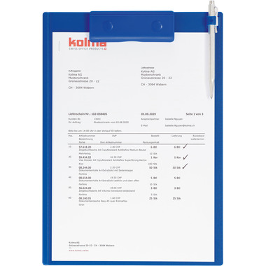 KOLMA Schreibplatte Paper Clip A4 06.004.35 blau