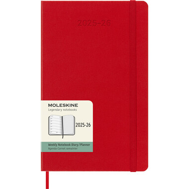MOLESKINE Agenda de notes semaine 25/26 DHF218WN3Y26 18M ligné HC rouge 13x21cm