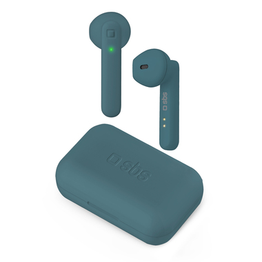 Wireless earphones with portable 300 mAh charging base, Bluetooth V 5.0 and multifunction button for calls and music