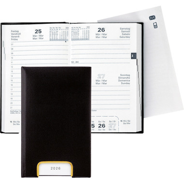 BIELLA Geschäftsagenda Disponent 2026 807401020026U 1T/1S schwarz ML 10.1x16cm