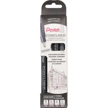 PENTEL Pointliner Pigment 0.5mm YS20P-4 Color shade 4 Stück
