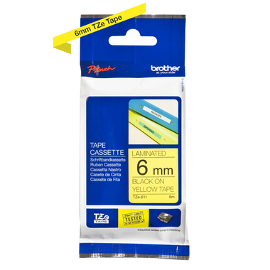 PTOUCH Ruban, laminé noir/jaune TZe-611 PT-1280VP 6 mm