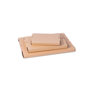 Flat packaging with tuck-in flap in brown 215x16x302mm