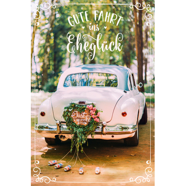 ABC Carte de mariage B6 51540 Coeur de fleur voiture
