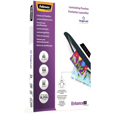 FELLOWES Laminiertasche A5 5306002 glanz, 80my 100 Stk