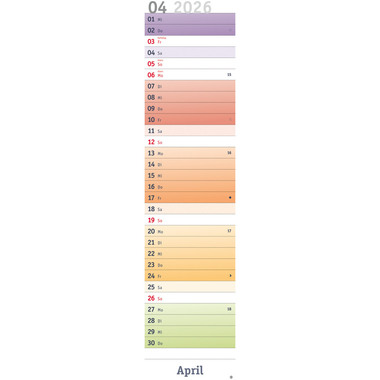 HEYE Planificateur Bunte Woche 2026 23471+26 1M/1P AL 16x69.5cm