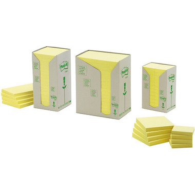 POST-IT Bloc-notes recycl. 51x38mm 653-1T jaune, 24x100 flls.