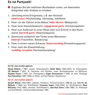 HARENBERG Abreisskalender 2026 2110800+26 Englisch DE, EN 12.5x16cm