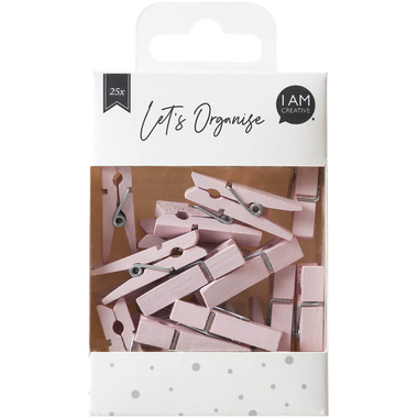 I AM CREATIVE Morsetto legno Let`s Organize 4035.2 rosa, 35mm, FSC 25 pezzi