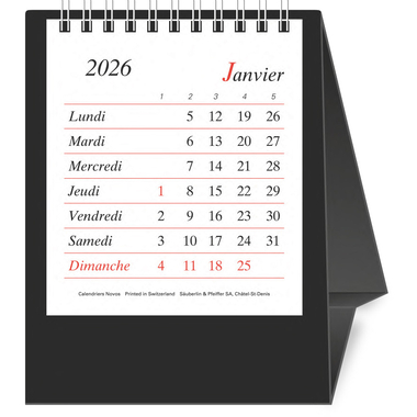 NOVOS Tischkal. Pro Bristol F. 2026 508059 1M/1S schwarz FR 11.5x14cm