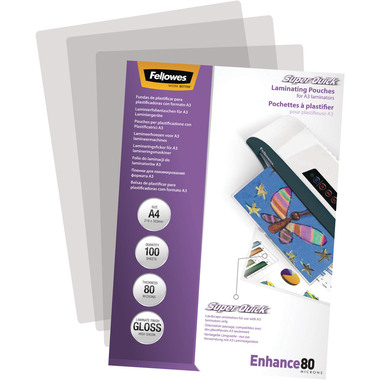 FELLOWES Pochettes à plastifier A4 5440001 brillant, 80my 100 pcs.