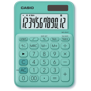 CASIO Calculatrice Mini MS-20UC-GN-S 12 chiffres vert