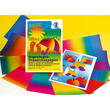 URSUS Tonzeichenpapier 23x33cm 15210099 130g, Regenbogen ass. 10 Blatt