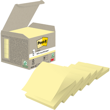 POST-IT Recyclage Z-Notes 76x76mm R330-1B jaune pastel 6 pièces