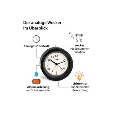 ADE Classic Alarm Clock with Night Light Sensor