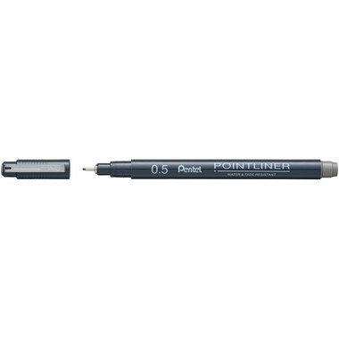 PENTEL Fineliner Pigment 0.5 mm S20P-5N POINTLINER, grau