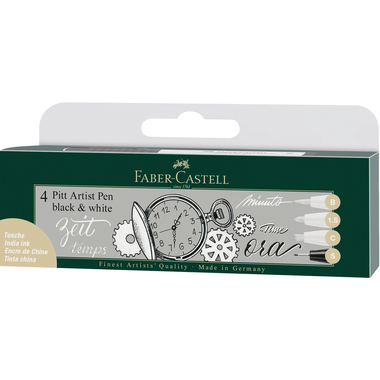 FABER-CASTELL Pitt Artist Pen 167151 black & white 4 pezzi