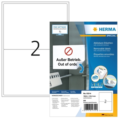 HERMA EtikettenSPECIAL 199.6x143.5mm 10314 weiss,non-perm. 200St./100Bl.
