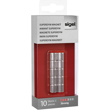 SIGEL Superdym Aimant 10mm BA701 stark argent, 10 pcs.
