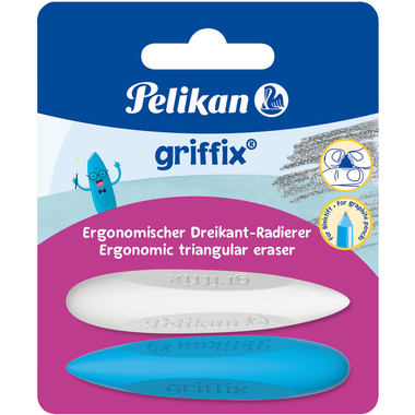PELIKAN Gomme Griffix 605311 bleu/blanc 2 pièces