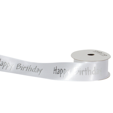 SPYK Band Cubino 25mmx3m 0163.2554 weiss-silber Happy Birthday