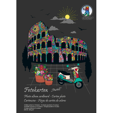 URSUS Cartone per foto blocco A4 3794699SE 300g, pastel 10 fogli