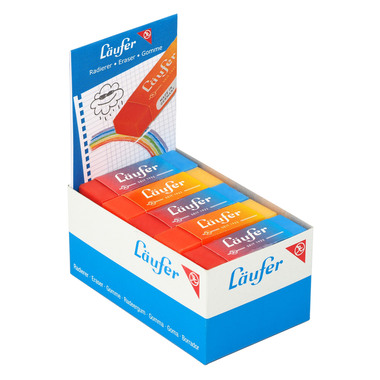 LÄUFER Plast-Radierer 65x21x12mm 12005 farbig ass.