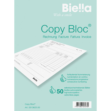 BIELLA Fattura COPY-BLOC T/F A6 51362500U autocopiativo 50x2 fogli