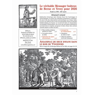 NOVOS Almanach Messager Boiteux 2026 42399 1J/2P A5 FR 16.2x21cm