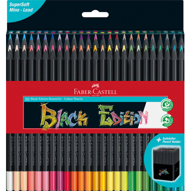 FABER-CASTELL Farbstifte Black Edition 116450 Kartonetui 50er