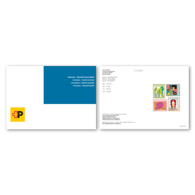Livret/Feuille de collection «Inclusion – Santé mentale» Série (4 timbres, valeur d'affranchissement CHF 4.80) dans livret/feuille de collection, non oblitéré