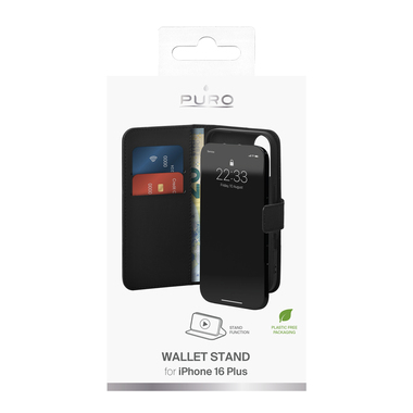 Étui portefeuille avec support pour iPhone 16 Plus | Pur