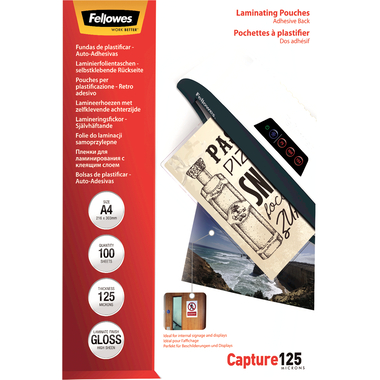 FELLOWES Laminierfolien Capture125g A4 5328901 kleb. 100 Stück