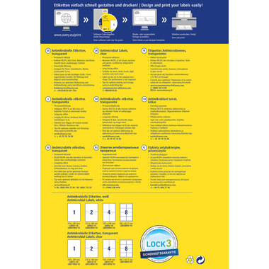 AVERY ZWECKFORM Etiketten L8011-10 Antimic. 210x297mm transp.