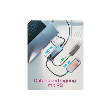 ICY BOX IB-HUB1743-CPD con Power Delivery e adattatore USB-C/A