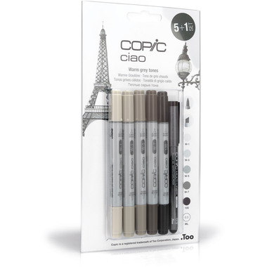 COPIC Marker Ciao 22075565 5+1 Set Warm Grey