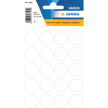 HERMA Marqueurs 19mm 1870 blanc 100 pcs.